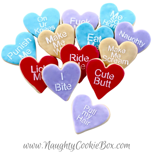 Naughty Conversation Heart Cookies