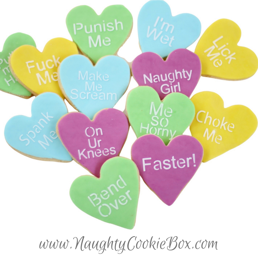 Naughty Conversation Heart Cookies